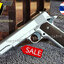 ปืนอัดลมเหล็ก ชักยิงทีล่ะนัด Colt 1911 สีบอร์นเงิน ลำกล้องยาว 7.5 นิ้ว นกสับได้ เซพตี้สไลน์ แมคเหล็ก หนัก 579 กรัม ใช้ลูกกระสุนพลาสติก 6 มิล