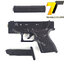 ปืนอัดลมเหล็ก Glock 43 ชักยิงทีล่ะนัด ลำกล้องยาว 6 นิ้ว หนัก 222 กรัม ใช้ลูกกระสุนพลาสติก 6 มิล