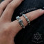 แหวนเงินแท้ หัวกะโหลกคู่ ตัวก้านลายกระดูก Sterling Silver 925 NSRG2794