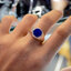 แหวนเรียบฝังลาพิส ลาซูลี (Lapis lazuli) หินเจียรปาดหน้าเรียบ Sterling Silver 925 NSRG2723