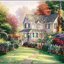 home-2070 *สินค้าหมด* ชุดภาพติดคริสตัลกลม ลายบ้านใหญ่ในป่าใหญ่ (งานติดเต็มภาพ) ขนาด 48*36 ซม.คริสตัลกลม 37 สี ผังลาย เข็ม
