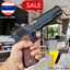 ปืนอัดลมเหล็ก ชักยิงทีล่ะนัด Colt 1911 สีดำ ลำกล้องยาว 7.5 นิ้ว นกสับได้ เซพตี้สไลน์ แมคเหล็ก หนัก 588 กรัม ใช้ลูกกระสุนพลาสติก 6 มิล