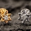 ต่างหูทองคำแท้ ฝังเพชรตรงกลาง Star of David earrings in 18k with Diamond. NSER1062