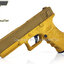 ปืนอัดลมเหล็ก Glock 17 สีทูโทน ชักยิงทีล่ะนัด ลำกล้องยาว 7 นิ้ว หนัก 668 กรัม ใช้ลูกกระสุนพลาสติก 6 มิล