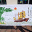 boat-1100 *สินค้าหมด* ชุดปักครอสติช ลายล่องเรือสำเภา (ผ้า11CTพิมพ์ลาย ปัก 3 เส้นเล็ก) ขนาด 116*65 ซม.ผ้าครอสติช 11CTพิมพ์ลายปักบนผ้า+ไหมคอตตอน 34 สี+ผังลาย+เข็ม