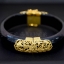 กำไลหยกดำแท้ หุ้มทองแท้ ลายไทย 9K Gold NSBL2112