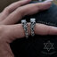 แหวนเงินแท้ หัวกะโหลกคู่ ตัวก้านลายกระดูก Sterling Silver 925 NSRG2794