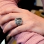 แหวนเงินแท้ฝังนิลเหลี่ยม กอธิคสไตล์แอนทีค Onyx Emerald Sterling Silver 925 NSRG1634