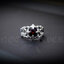 แหวนเงินแท้ สไตล์กอธิกฝังพลอยกาเนตแท้ ทรงกลม Sterling Silver 925 NSRG2373