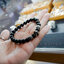 ข้อมือหินแบล็กทัวร์มาลีนสีดำ 8mm Black Tourmaline ประดับชาร์มหัวกระโหลกตาฝังนิล คั้นโดนัดขั้นหินลาย Iron cross Sterling Silver 925 NSSV2769