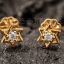 ต่างหูทองคำแท้ ฝังเพชรตรงกลาง Star of David earrings in 18k with Diamond. NSER1062