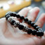 ข้อมือหินแบล็กทัวร์มาลีนสีดำ 8mm Black Tourmaline ประดับชาร์มหัวกระโหลกตาฝังนิล คั้นโดนัดขั้นหินลาย Iron cross Sterling Silver 925 NSSV2769