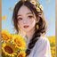 lady-1137 *สินค้าหมด* ชุดปักครอสติช ลายสาวน้อยในสวนทานตะวัน (ปักเต็มผืนผ้า ไม่มีเดินเส้น ปักครั้งละ 3 เส้นเล็ก) ขนาด 43*57 ซม.ผ้าครอสติช 11CTพิมพ์ลายปักบนผ้า ไหมคอตตอน 36 สี ผังลาย เข็ม