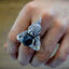 แหวนราหูเงินแท้ไซส์ใหญ่ ฝังนิลแท้เม็ดกลมโต Sterling Silver 925 NSRG2499