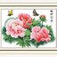 botan-1065 *พร้อมส่ง* ชุดปักครอสติช ลายช่อโบตั๋น (ผ้า11CTพิมพ์ลาย ปัก 3 เส้นเล็ก) ขนาด ขนาด 62*46 ซม.ผ้าครอสติช 11CTพิมพ์ลายปักบนผ้า+ไหมคอตตอน 27 สี+ผังลาย+เข็ม