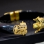 กำไลหยกดำแท้ หุ้มทองแท้ ลายไทย 9K Gold NSBL2112