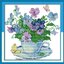 vase-1079 *พร้อมส่ง* ชุดปักครอสติช ลายดอกไม้น้อยในถ้วยกาแฟ ขนาด 39*39 ซม.ผ้าครอสติช 11CTพิมพ์ลายปักบนผ้า ไหมคอตตอน 18 สี ผังลาย เข็ม